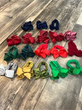 18 Baby Toddler Christmas Winter Bow Headband Bundle 2-3” Holiday Bows